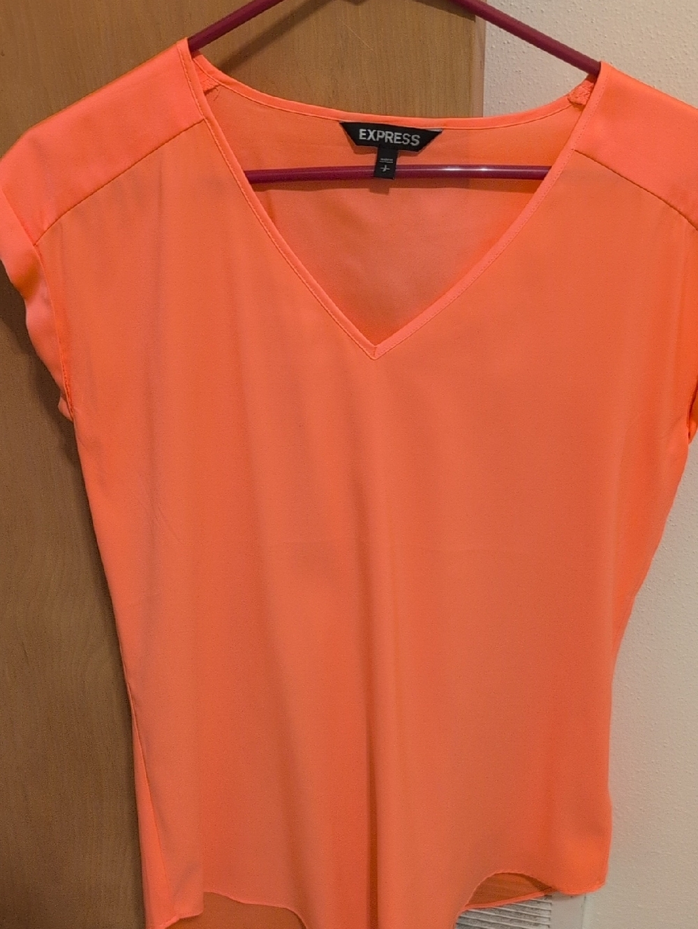 Express Women's V-Neck Blouse in Bright Orange